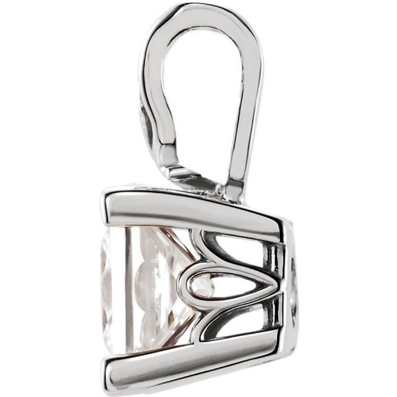 Princess Diamond Pendant 14K White 0.71 Ct H Vs2 Gia C47200020 - Picture 3 of 6